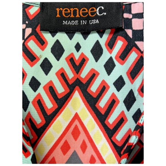 Renee C. Womens Tank Top Multicolor Geometric Sleeveless Notch Neck USA M - Picture 4 of 4